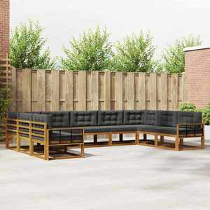 vidaXL Set de canapele de exterior cu pernă 9 pcs Natural și Antracit imagine