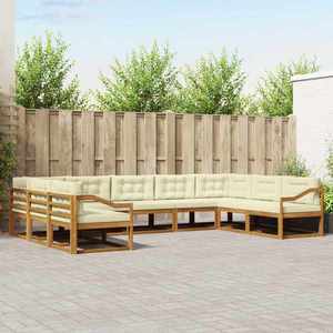 vidaXL Set de canapele de exterior cu pernă 9 pcs Natural și Crem imagine