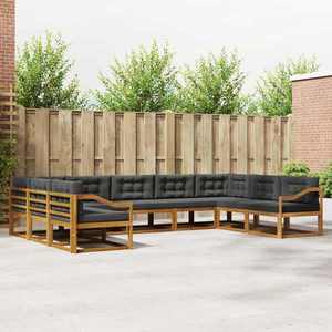 vidaXL Set de canapele de exterior cu pernă 9 pcs Natural și Antracit imagine