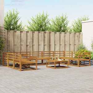 vidaXL Set de canapele de exterior 10 pcs natural Lemn Solid de Acacia imagine