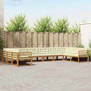 vidaXL Set de canapele de exterior cu pernă 10 pcs Natural și Crem imagine