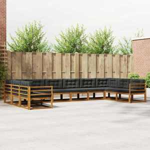 vidaXL Set de canapele de exterior cu pernă 10 pcs Natural și Antracit imagine