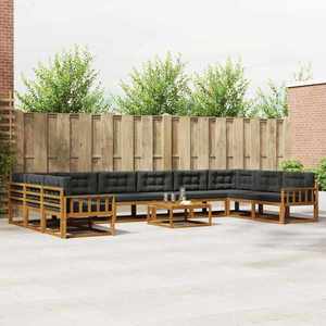 vidaXL Set de canapele de exterior cu pernă 11 pcs Natural și Antracit imagine