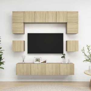 vidaXL Set de dulapuri TV, 8 piese, stejar sonoma, lemn prelucrat imagine