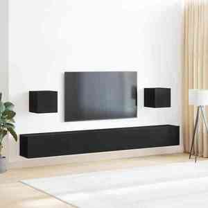 vidaXL Set comodă TV 7 pcs Stejar Negru 100 x 30 x 30 cm Lemn compozit imagine