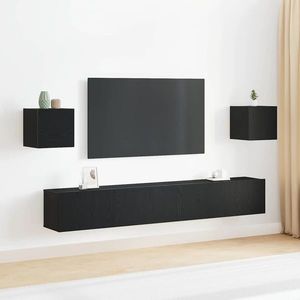 vidaXL Set comodă TV Stejar Negru 200 x 30 x 30 cm Lemn compozit imagine