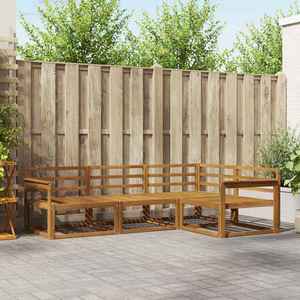 vidaXL Set de canapele de exterior 4 pcs natural Lemn Solid de Acacia imagine