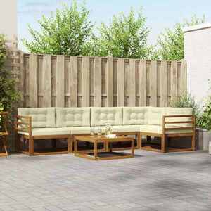 vidaXL Set de canapele de exterior cu pernă 6 pcs Natural și Crem imagine