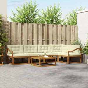 vidaXL Set de canapele de exterior cu pernă 6 pcs Natural și Crem imagine