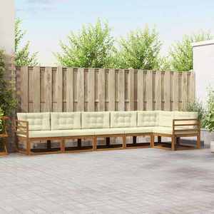 vidaXL Set de canapele de exterior cu pernă 6 pcs Natural și Crem imagine