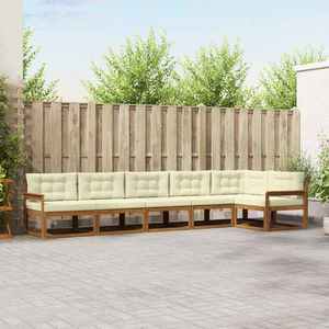 vidaXL Set de canapele de exterior cu pernă 6 pcs Natural și Crem imagine