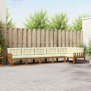 vidaXL Set de canapele de exterior cu pernă 6 pcs Natural și Crem imagine