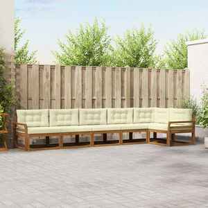 vidaXL Set de canapele de exterior cu pernă 6 pcs Natural și Crem imagine