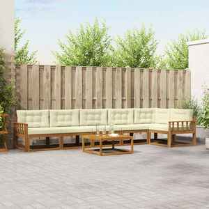 vidaXL Set de canapele de exterior cu pernă 7 pcs Natural și Crem imagine