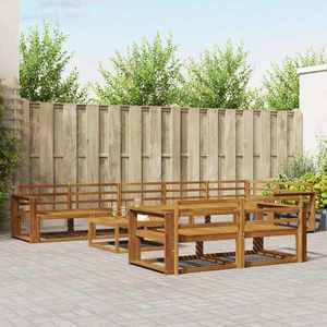 vidaXL Set de canapele de exterior 9 pcs natural Lemn Solid de Acacia imagine