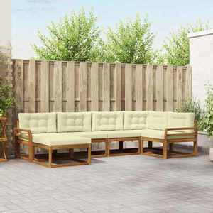vidaXL Set de canapele de exterior cu pernă 6 pcs Natural și Crem imagine