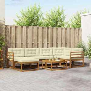vidaXL Set de canapele de exterior cu pernă 7 pcs Natural și Crem imagine