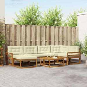 vidaXL Set de canapele de exterior cu pernă 7 pcs Natural și Crem imagine