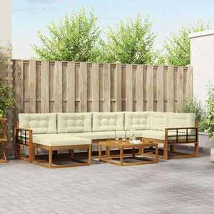 vidaXL Set de canapele de exterior cu pernă 7 pcs Natural și Crem imagine