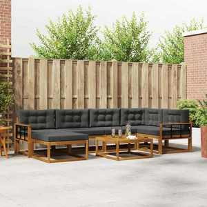 vidaXL Set de canapele de exterior cu pernă 7 pcs Natural și Antracit imagine