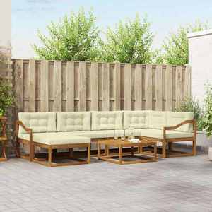 vidaXL Set de canapele de exterior cu pernă 7 pcs Natural și Crem imagine