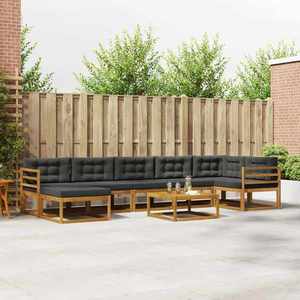 vidaXL Set de canapele de exterior cu pernă 8 pcs Natural și Antracit imagine