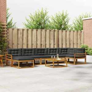 vidaXL Set de canapele de exterior cu pernă 8 pcs Natural și Antracit imagine