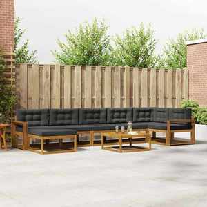 vidaXL Set de canapele de exterior cu pernă 8 pcs Natural și Antracit imagine