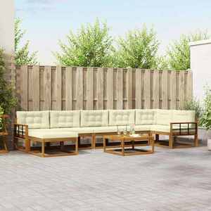 vidaXL Set de canapele de exterior cu pernă 8 pcs Natural și Crem imagine