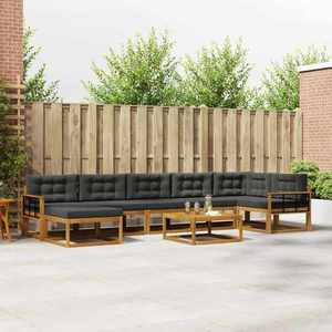 vidaXL Set de canapele de exterior cu pernă 8 pcs Natural și Antracit imagine