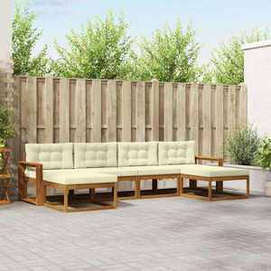 vidaXL Set de canapele de exterior cu pernă 6 pcs Natural și Crem imagine