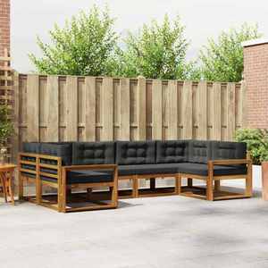 vidaXL Set de canapele de exterior cu pernă 6 pcs Natural și Antracit imagine