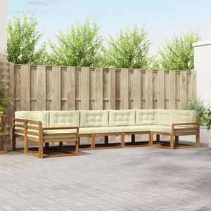 vidaXL Set de canapele de exterior cu pernă 7 pcs Natural și Crem imagine