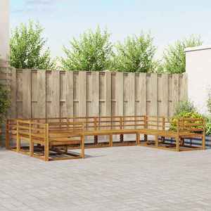 vidaXL Set de canapele de exterior 9 pcs natural Lemn Solid de Acacia imagine