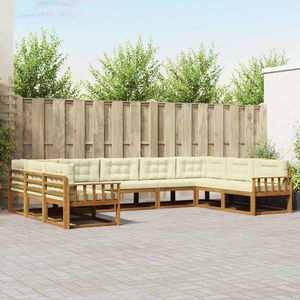 vidaXL Set de canapele de exterior cu pernă 9 pcs Natural și Crem imagine
