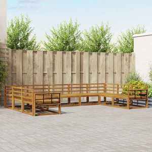 vidaXL Set de canapele de exterior 9 pcs natural Lemn Solid de Acacia imagine
