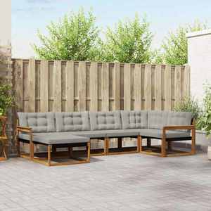vidaXL Set de canapele de exterior 6 pcs Gri natural și deschis imagine