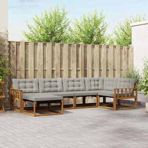 vidaXL Set de canapele de exterior 6 pcs Gri natural și deschis imagine
