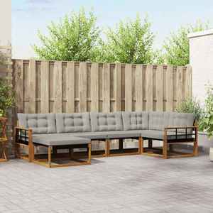 vidaXL Set de canapele de exterior 6 pcs Gri natural și deschis imagine