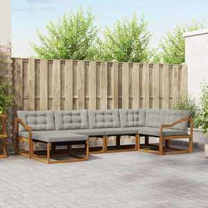 vidaXL Set de canapele de exterior 6 pcs Gri natural și deschis imagine