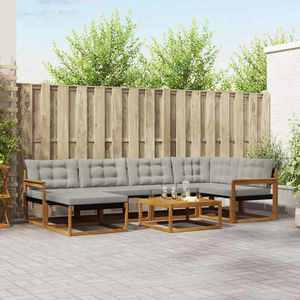 vidaXL Set de canapele de exterior 7 pcs Gri natural și deschis imagine