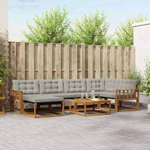 vidaXL Set de canapele de exterior 7 pcs Gri natural și deschis imagine