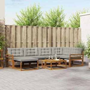 vidaXL Set de canapele de exterior 7 pcs Gri natural și deschis imagine