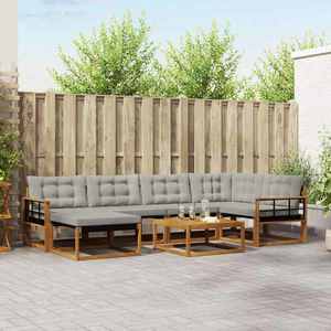 vidaXL Set de canapele de exterior 7 pcs Gri natural și deschis imagine