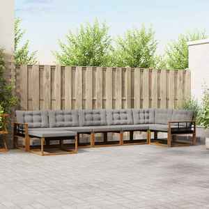 vidaXL Set de canapele de exterior 7 pcs Gri natural și deschis imagine