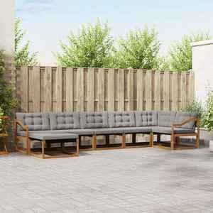 vidaXL Set de canapele de exterior 7 pcs Gri natural și deschis imagine