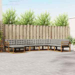 vidaXL Set de canapele de exterior 8 pcs Gri natural și deschis imagine