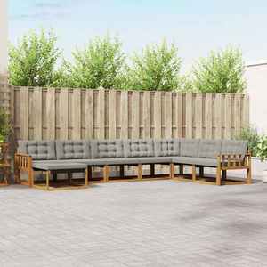 vidaXL Set de canapele de exterior 8 pcs Gri natural și deschis imagine