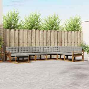 vidaXL Set de canapele de exterior 8 pcs Gri natural și deschis imagine