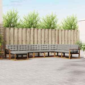 vidaXL Set de canapele de exterior 8 pcs Gri natural și deschis imagine